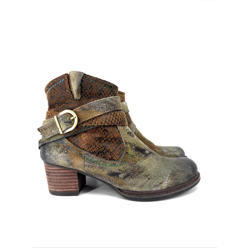 L'Artiste by Spring Step Shazzam Leather Bootie Womens 7 Colorful Boho Cowgirl